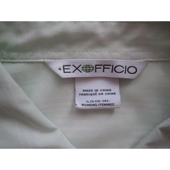 Women Exofficio Long Sleeve Polyester Button Semi See Through Blouse Sz L (WB88) - Picture 2 of 10